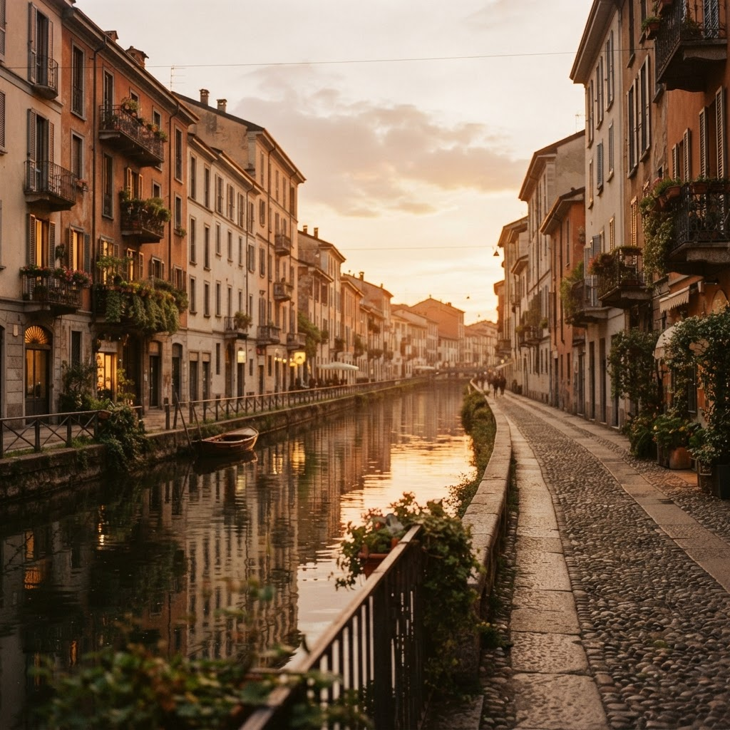 I Navigli di Milano al tramonto